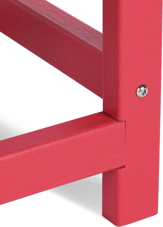 Costaelm Kids Outdoor End Table, Small Patio Table, Outdoor Side Table Porch Table Adirondack Patio Side Table for Outside, Pool, Porch, Garden, Red