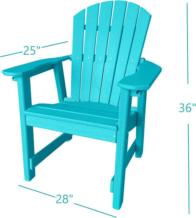 Phat Tommy 2 Chair Dining Table Set - Poly Outdoor Furniture - Small Patio Dining Set for Apartment Balcony Furniture, Recycled Poly Lumber Chairs and Table, Teal