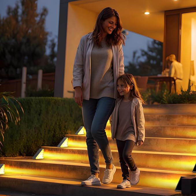 AUDLES Solar Step Lights, 8 Pack Warm White Stair Lights Outdoor Waterproof | LED Solar Deck Light for Outside, IP67-WATERPROOF Light Decor for Stair, Deck, Front Step, Front Porch, Patio and Backyard
