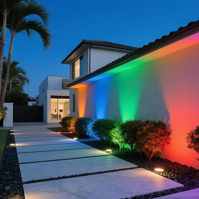 8Pack RGB Color Changing Low Voltage Landscape Lights with Connecotrs 3W LED 12V Outdoor Inground Lights Waterproof Well Lighting Christmas Decorative Lighting for Garden,Yard,Patio(RGB)