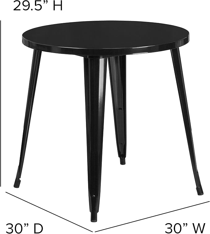 EMMA + OLIVER Commercial Grade 30" Round Black Metal Indoor-Outdoor Table