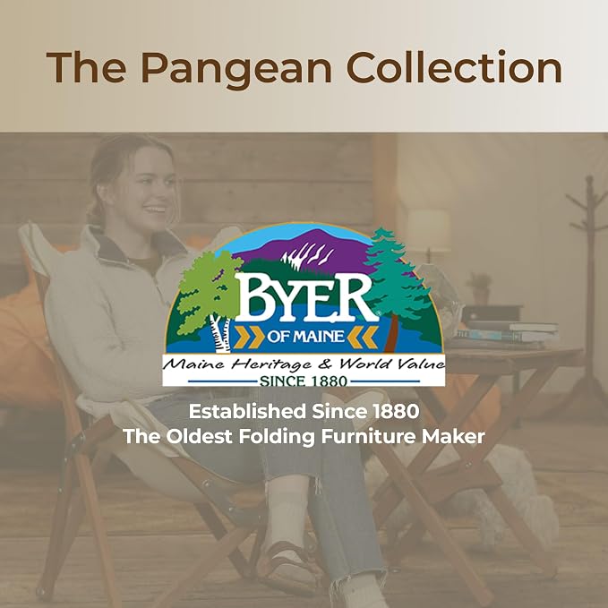 BYER OF MAINE Pangean Folding Wooden Side Table – 18" H x 16" W x 16" D – Folds Flat Ash Wood Table for Camping, Patio, Porch, Balcony, and Garden Use