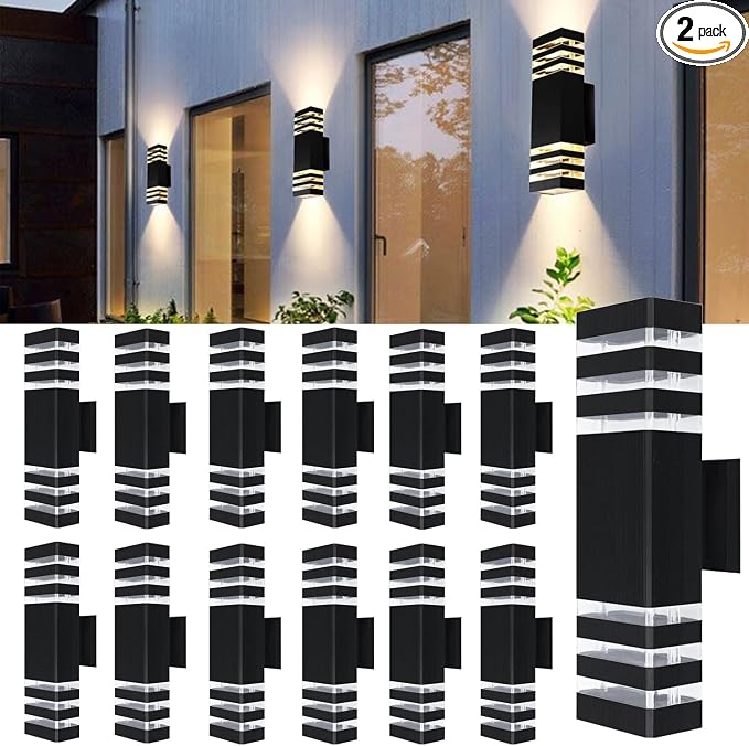 15inch Outdoor LED Wall Lights,18W Outdoor Up&Down Wall Light Aluminum Body 4000K Day White Waterproof IP65 Outside Wall Lights 1800LM Outdoor Wall Mount Lights for Wall porch Garage Garden (12Pack)