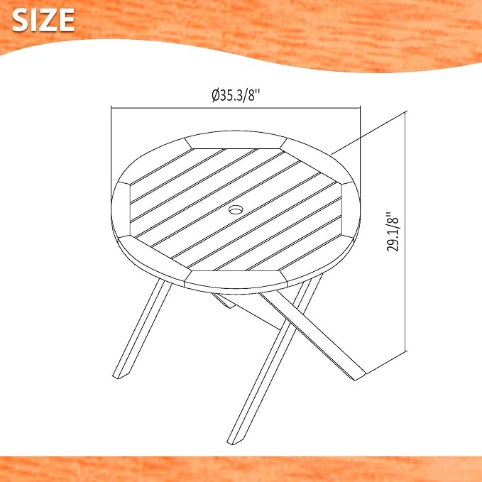 Urban Elements Melbourne 3-Piece Patio Furniture Set | Solid Wood | Backyard Furniture, Outside Table and Chairs, Round Outdoor Bistro Set, White