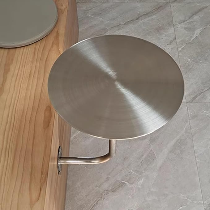 Silver Stainless Steel Round Bistro Table - Wall-Mount Cocktail Bar Table for Indoor/Outdoor Dining - Compact 30x30x45cm Pub Table, Perfect for Home & Patio
