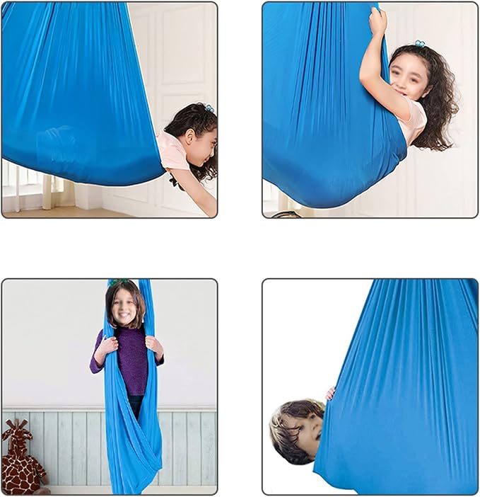 360° Rotating Elastic Aerial Yoga Hammock Outdoor Indoor Swings Aerial Yoga Sensory Therapy Cuddle Swing Soft Elastic Parcel Steady Seat Swing (Color : Gold, Size : 100x280cm)