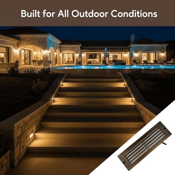 Ironsmith Lighting Products LED Step Light Antique Bronze and Brass Construction, Low Voltage, Easy Installation, Oil Rubbed Bronze Finish Outdoor Step Light with Integrated LED