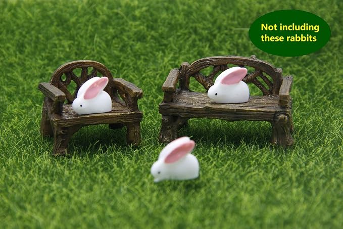 Fiddlehead Fairy Village - Micro Cany Resin Mini Bench & Chair Set Fairy Garden Decor Accessory Fish Tank Decoration