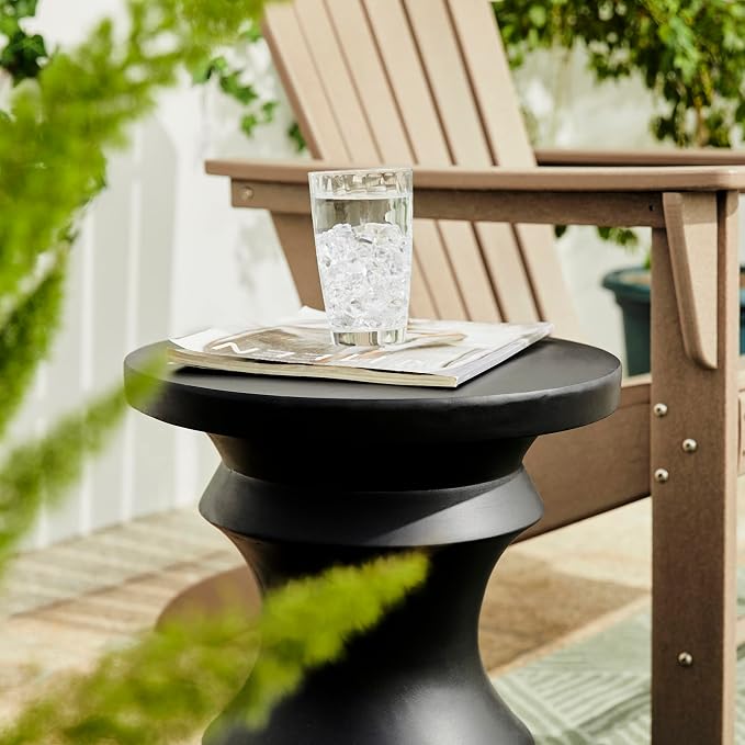 Giltzhome Black Garden Side Tables Heavy Duty Chess Pedestal Accent Table Garden Stool Plant Stand for Garden Patio Lawn Home Indoor Outdoor