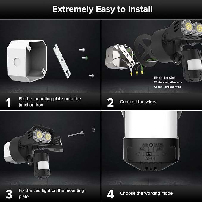 SANSI Eco Series 18W 1800LM LED Motion Sensor Outdoor Lights, Energy Saving Security Light, 200W Equiv. 5000K Dusk to Dawn Flood Light, 50,000 Hours Lifespan, IP65 Waterproof for Yard, Doorway, Black | 200W Equiv. Daylight White Dusk to Dawn Wide Angle...