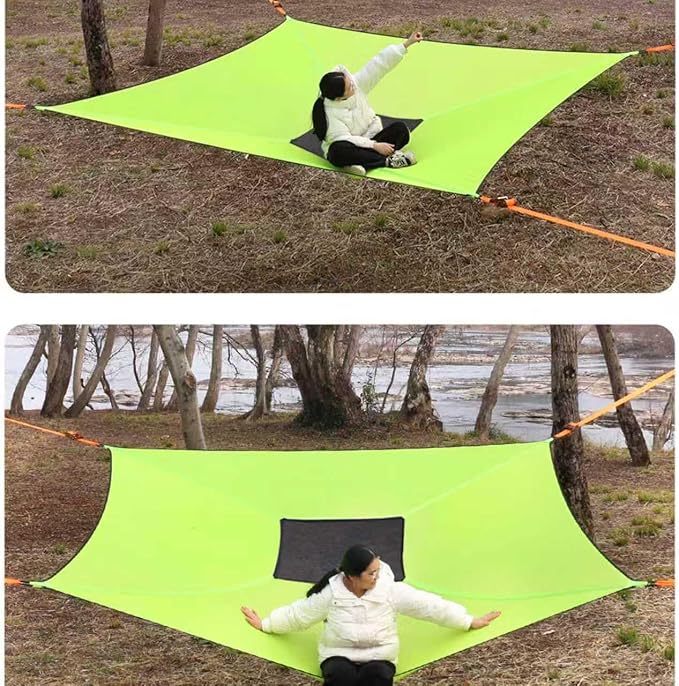 13FT Large Square Hammock, Multi-Person Camping Hammock Supports 2-3 Adults & Kids, Heavy-Duty Sky Hammock with 4 Ratchets & Storage Bag for Outdoor Backyard Travel