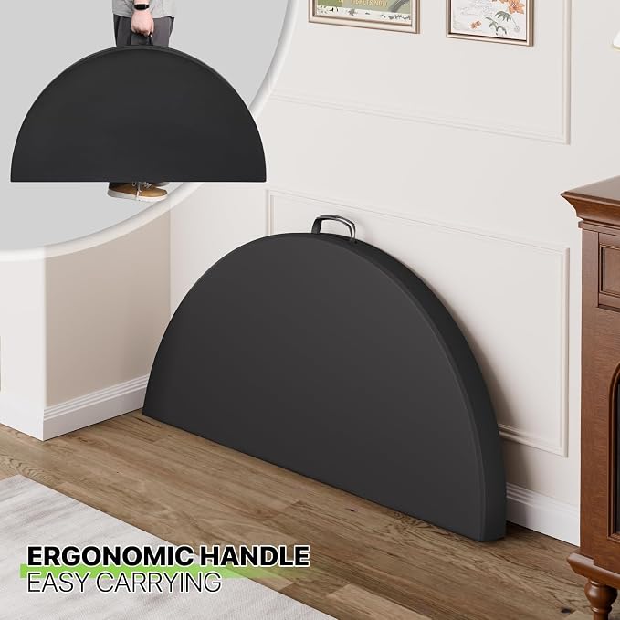 Magshion 48" Round Folding Table, 4 Feet Foldable Round Plastic Table Dining Card Table for Indoor Outdoor Wedding Party, Black, 10 Pack