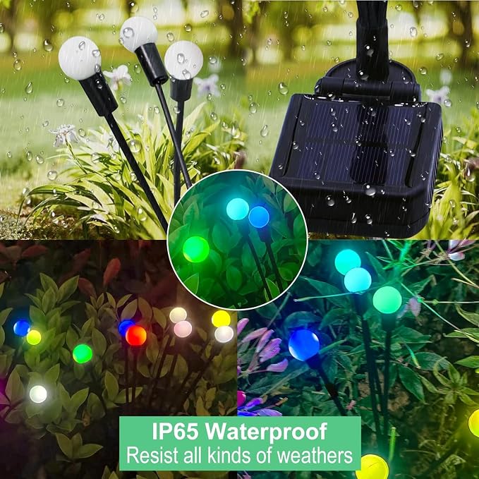 Solar Garden Lights Outdoor, 2 Pack 16 LED Solar Firefly Lights Waterproof, Sway by Wind, Swaying Light for Yard Patio Backyard Garden Planter Flower Bed Pathway Outdoor Decoration (Multicolor)