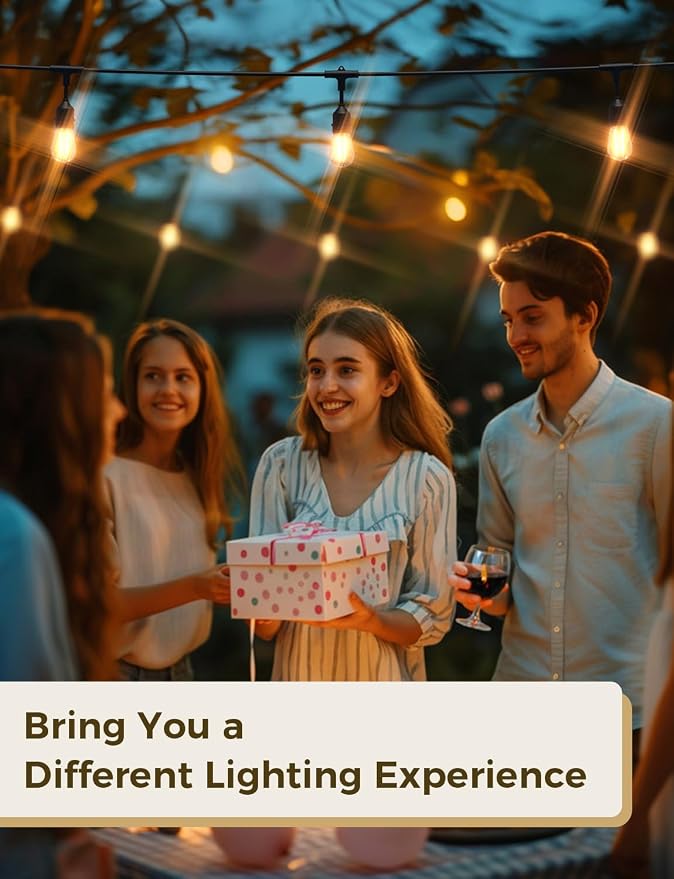 XMCOSY+ Outdoor String Lights, 98FT Smart Dimmable Edison Bulb Patio Lights | Smart App & Voice Control LED String Lights, Custom Schedules, Dimming, Warm White Light for Outside, Yard,Porch, Warerproof