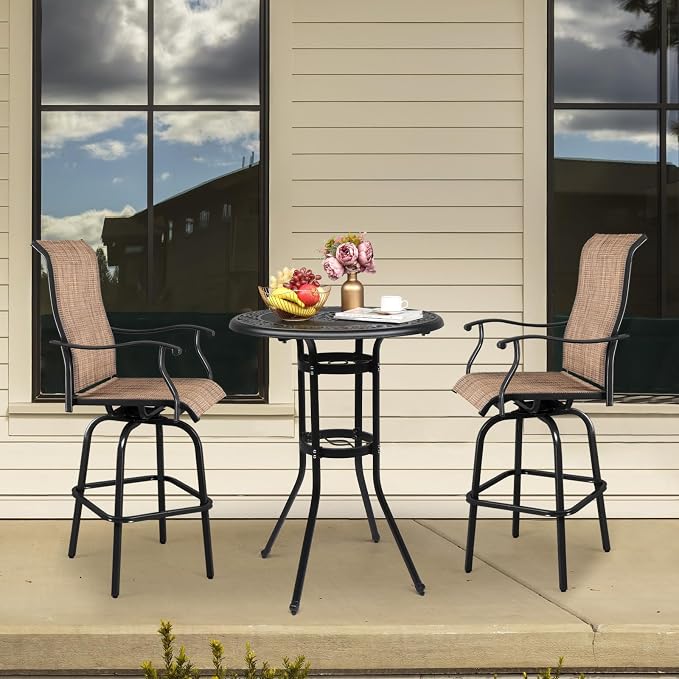 Patio Bar Height Table - Outdoor High Top Bistro Table, Patio High Bar Table, Outdoor Bar Height Bistro Table, Outdoor Patio Bar Tables Bronze 31.89" L x 31.89" W x 40.94" H