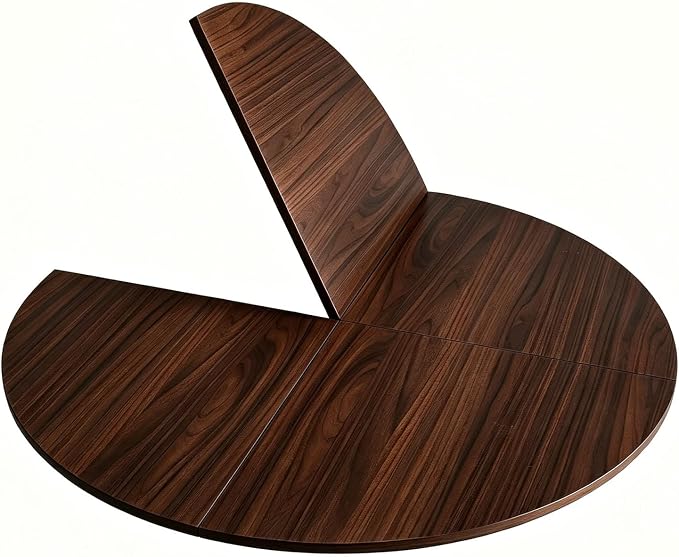 Round Folding Table Top Extender, 4 Fold Portable Wood Tabletop No Legs, Multiple Size Optional Replace Desktop, Space Saving Dining Extender for Indoor Outdoor Patio Banquet (Walnut, 47.2in)