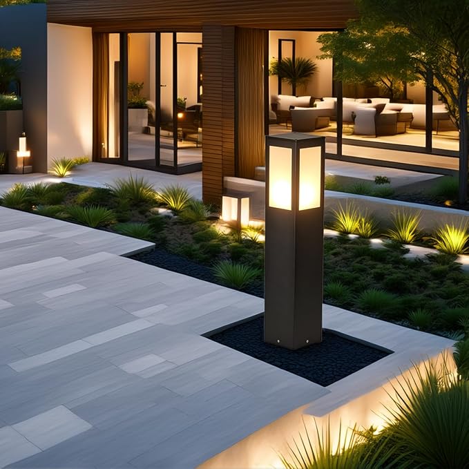 Outdoor Path Light, Post Lights,LED Bollard Lamp for Walkway, Garden, Yard (24 inches)