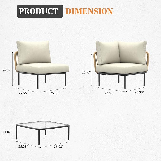 9 Piece Modern Outdoor Rope Wicker Sectional Patio L-Shaped Conversation Sofa Set Deep Seating with Thick Cushions