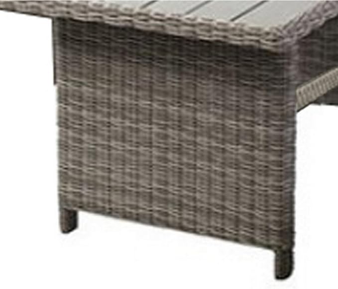 Benjara BM302141 59 in. Slatted Surface Faux Wicker Outdoor Aluminum Dining Table Gray