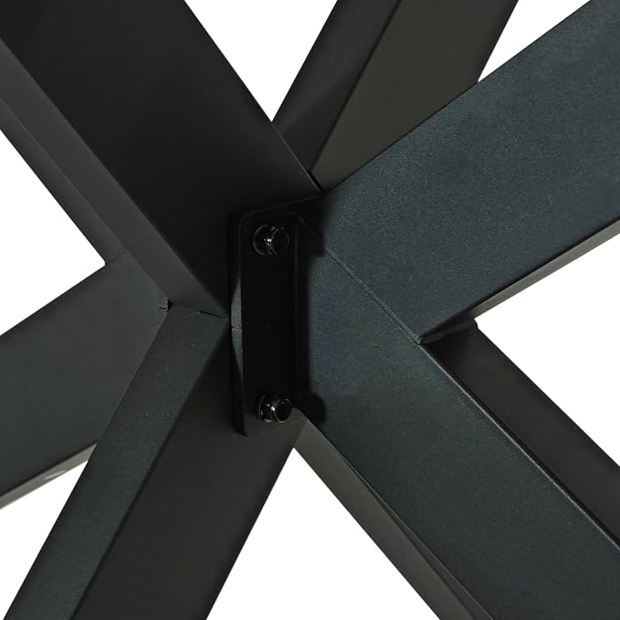 55.11" -70.86" Extendable Dining Room Table, Retro Folding Dining Tables for 4-6 People with Antique Wood Top/Black Fine Sand Cross Iron Foot Base/Storage Box, Black Brown