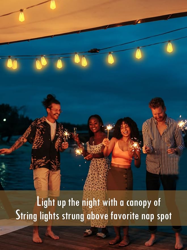 Outdoor String Lights 400FT Waterproof Outside Lighting for Patio Backyard | 208 Shatteproof Dimmable ST38 Edison Bulbs, 4-Pack x 100FT Connectable Outdoor Lights for Porch Bistro Garden Gazebo Balcony
