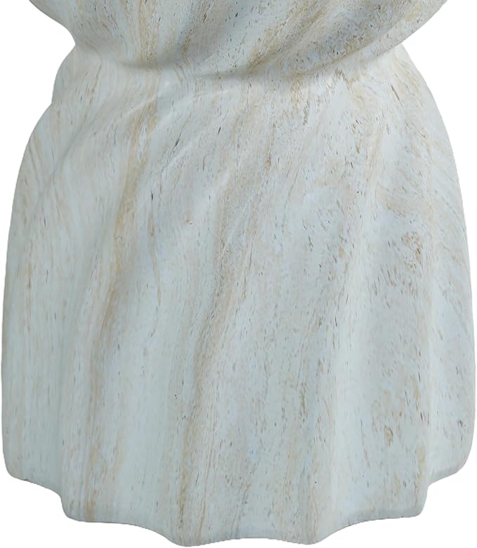 Modern Faux Terrazzo Cement Stool Table, Round Tree Stump Design Outdoor Side Table & Garden Stool for Patio, Indoor and Outdoor Accent Furniture, Marble