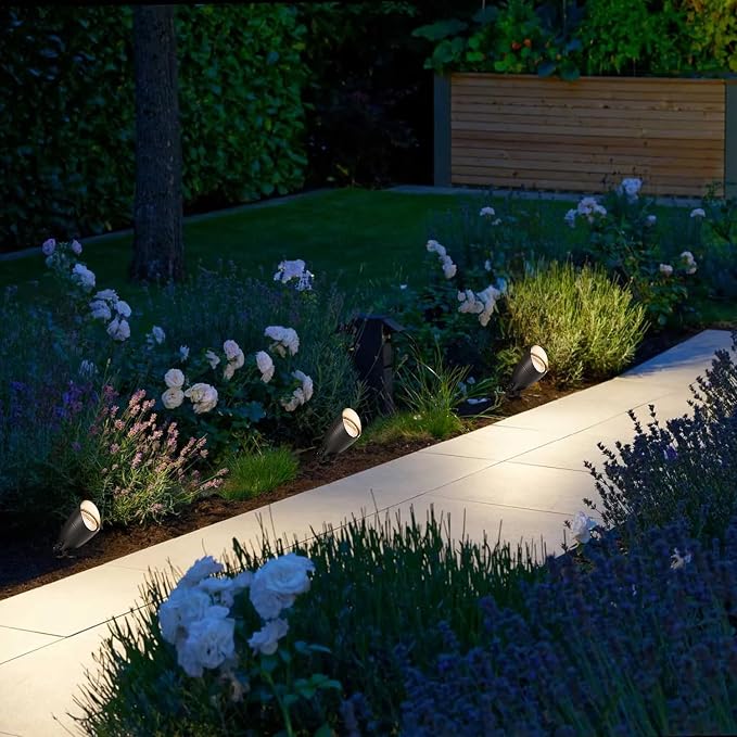 LUTEC 12V Low Voltage Landscape Lighting, Die-cast Aluminum Spot Lights with Connectors, IP65 Waterproof Outdoor Landscape Spotlights, 5W 550LM Warm White 3000K for Tree Garden Yard Pathway, 1 Pack