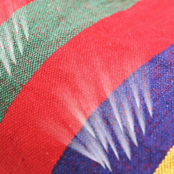Generic Outdoor Canvas Swing Hammock 200x80cm Rainbow Color Thickened Fabric Hanging Chair for Camping Garden Patio Backyard