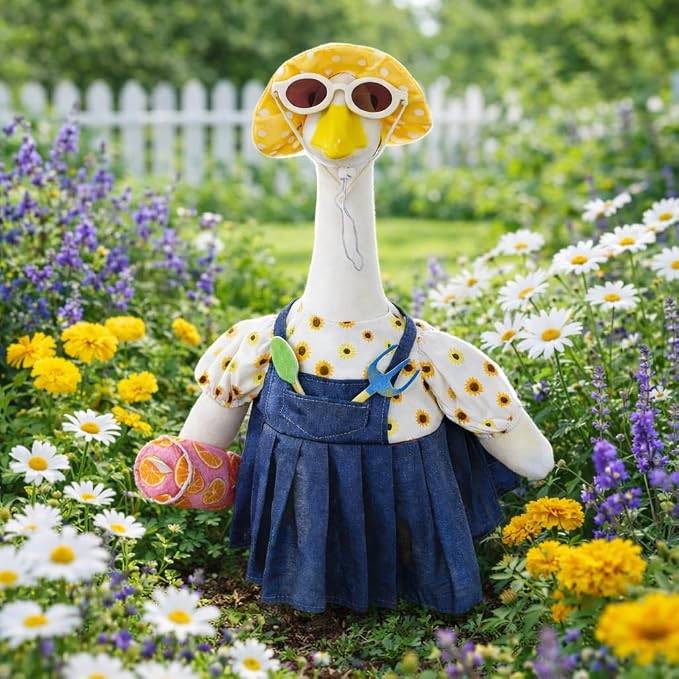Gardener Summer Porch Goose Outfits for 23 Inch Porch Goose | Garden Porch Goose Clothes with Hat & Sunglasses
