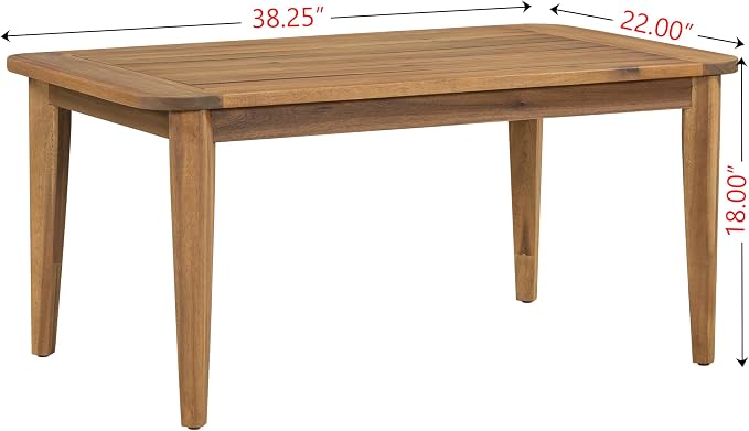 Merax 1 Piece Patio Outdoor Furniture Set, All-Weather Acacia Wood Coffee Table for Porch, Lawn, Backyard, Balcony Teak+ Beige