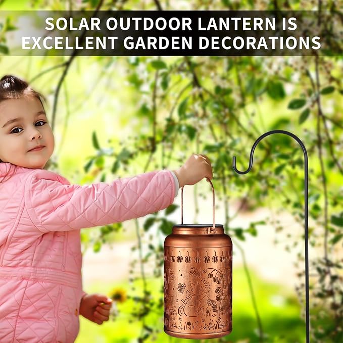 2 Pack Cats Solar Lanterns Outdoor Waterproof Garden Decor | Metal Hanging Solar Lights Birthday Gifts for Grandma Mom Solar Decoration Outside for Yard, Patio, Backyard, Porch