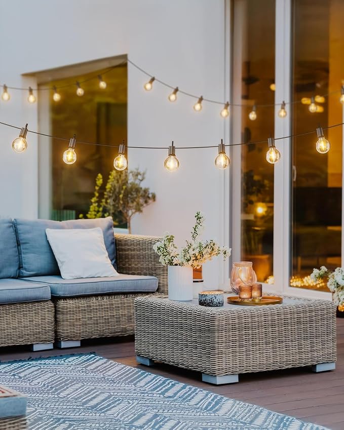 Brightown Outdoor String Lights, 159FT G40 LED IP65 Waterproof Patio Lights | 75 Shatterproof Edison Bulbs, Plug-In, Dimmable, Connectable, Outside Light for Backyard Porch Party Christmas Decorative