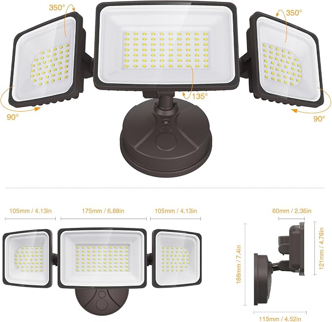 Onforu 150W Flood Lights Outdoor, 15000LM Brightness LED Light Outside, IP65 Waterproof LED Exterior Floodlight with 3 Adjustable Heads, 6500K White Outdoor Security Light for Yard Garage Eave