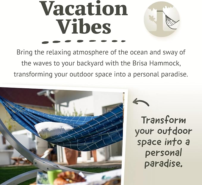 LA SIESTA Brisa Kingsize Outdoor Hammock — Colombian-Made Polypropylene, UV & Weather Resistant, for Backyard & Patio - Marine