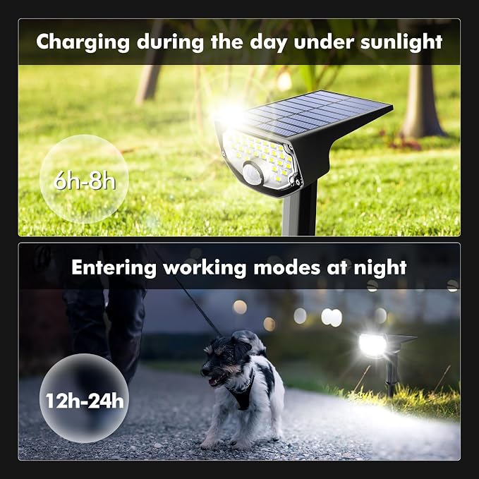 AloftSun Solar Motion Sensor Outdoor Lights,Waterproof Motion Sensor Spot Lights- 30 LED/3 Modes Solar Powered Spotlights,Landscape Lighting for Yard and Garden, Cool White,2 Pack