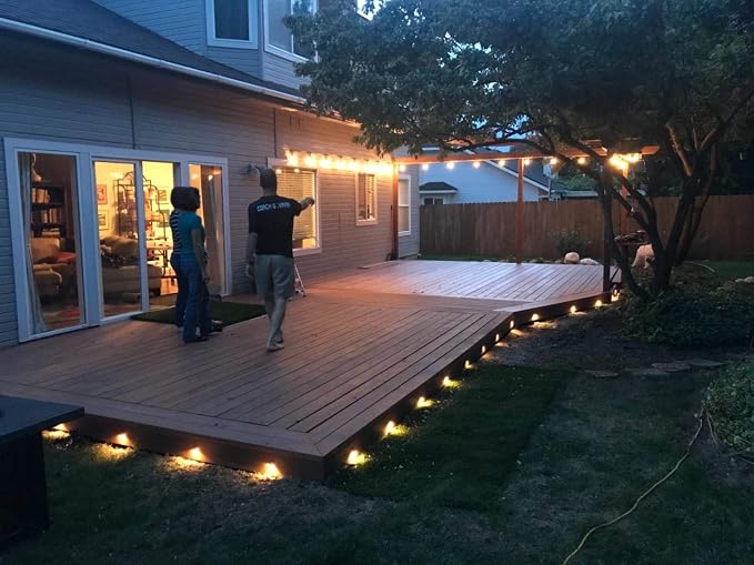 Pack of 10 Warm White Low Voltage LED Deck Lights kit Φ1.38 Outdoor Garden Yard Decoration Lamp Recessed Landscape Pathway Step Stair Warm White LED Lighting, Black