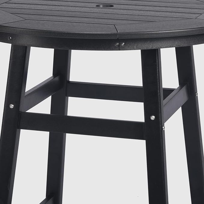 WestinTrends Outdoor 35" HDPE Round Patio Counter Height Bar Table, Black