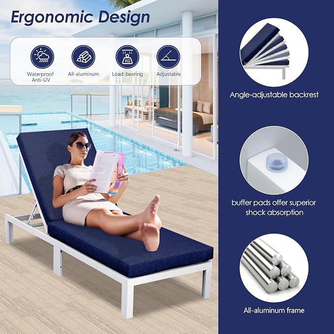 RADIATA 9 Piece Large Modern Aluminum Patio Furniture Set, Fade Resistant Modular Outdoor Conversation Set with Lounge & Fire Pit Table, 500 lbs Durable Modular Sectional Sofa for Garden, Navy Blue
