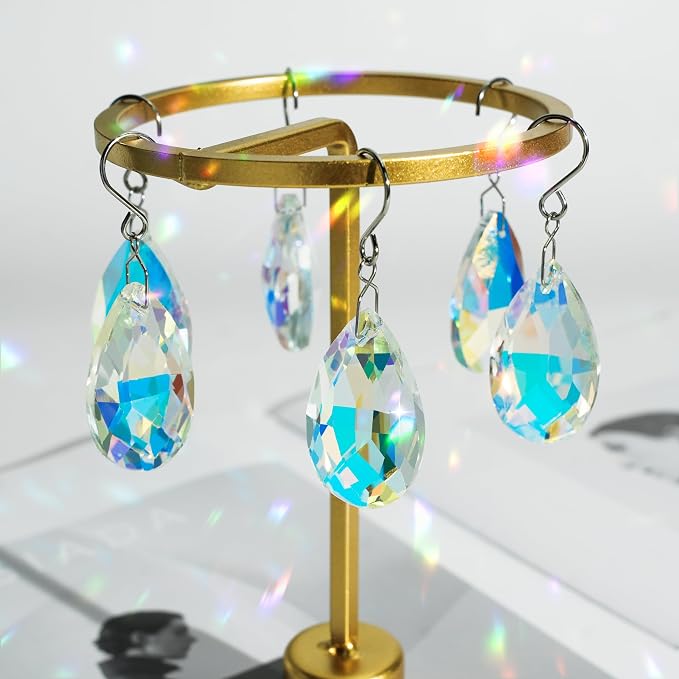 10pcs Crystal Sun Catcher Hanging Teardrops Chandelier Parts Prisms Decor | Crystal Sun Catcher, 38mm Hanging Crystal, Chandelier Parts, Prism Pendants with Hook, Crystal Christmas Ornaments Home Decor