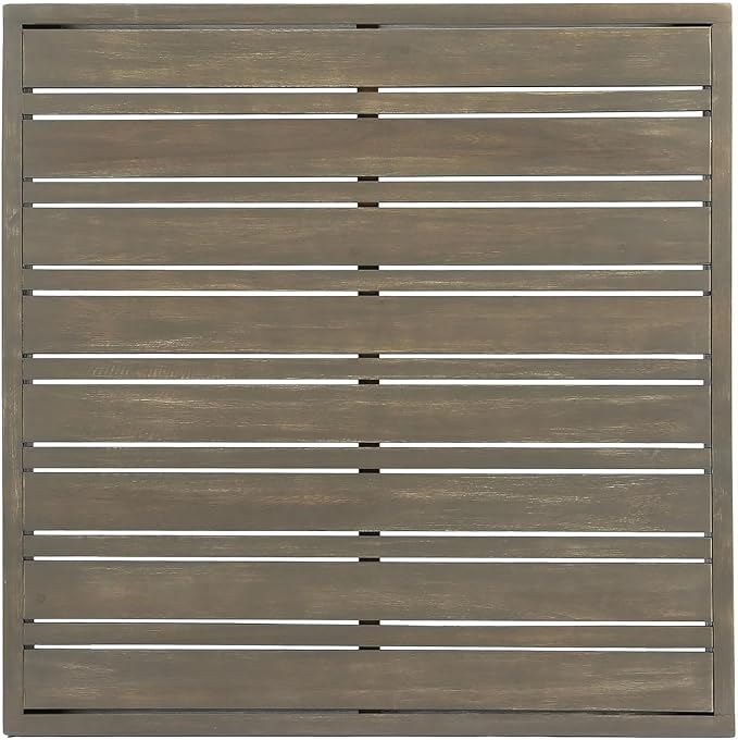Outside Acacia Wood Coffee Table, Square Outdoor Coffee Table for Patio Lounge, Slatted Tabletop, 29.50 x 29.50 x 10.25 Inch, Gray