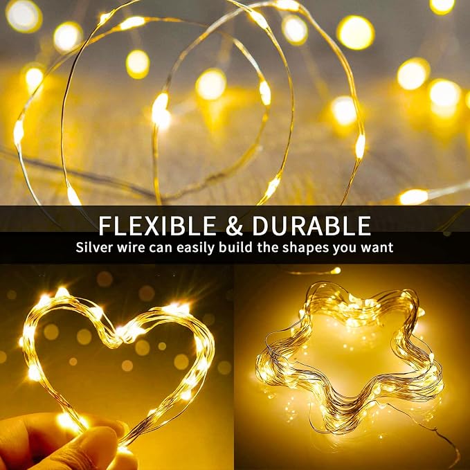 JMEXSUSS 4 Pack Solar Fairy Lights, 33ft 100LED String Lights Warm White | Christmas Lights Outdoor Waterproof, 8 Modes Copper Wire Twinkle Lights for Outside Garden Yard Tree Wedding Decorations