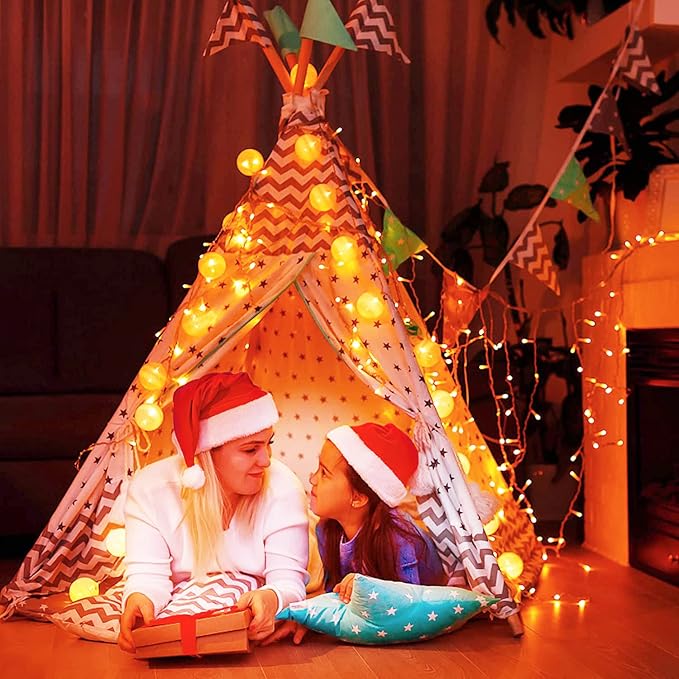 JMEXSUSS Connectable 100 LED Orange Halloween Lights Indoor with 8 Modes | 33ft Halloween String Lights Clear Wire, Plug in Fall Lights Thanksgiving Lights, Christmas Twinkle Lights Plug in for Tree