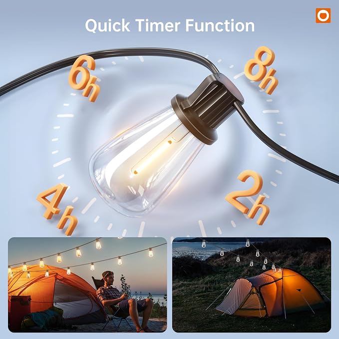 addlon 54FT(48+6) Solar String Lights Outdoor Waterproof with USB & Remote | Control Dimmable Solar Patio Lights IP65 Solar Powered Edison LED Bulbs for Outside Bistro Camping