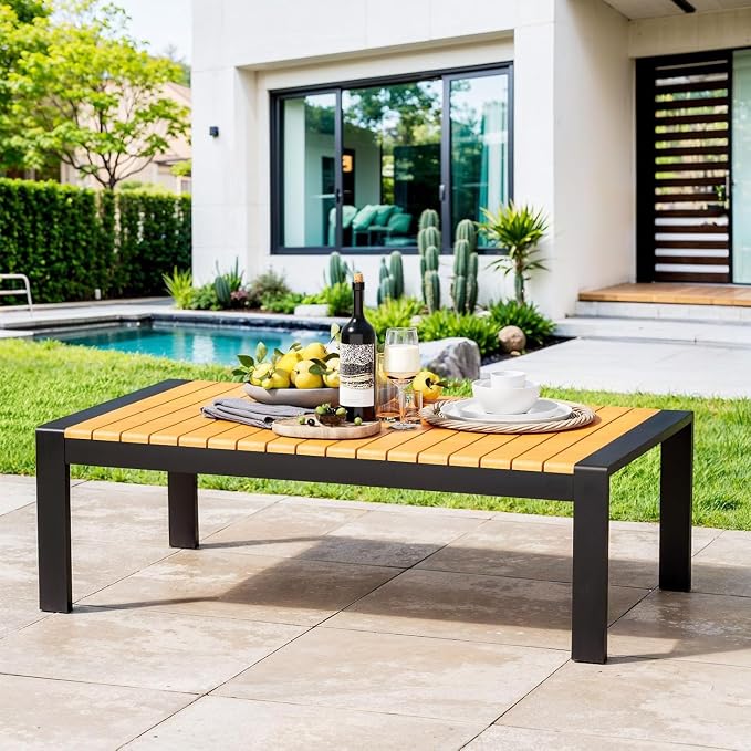 Aluminum Outdoor Patio Coffee Table for Deck and Poolside