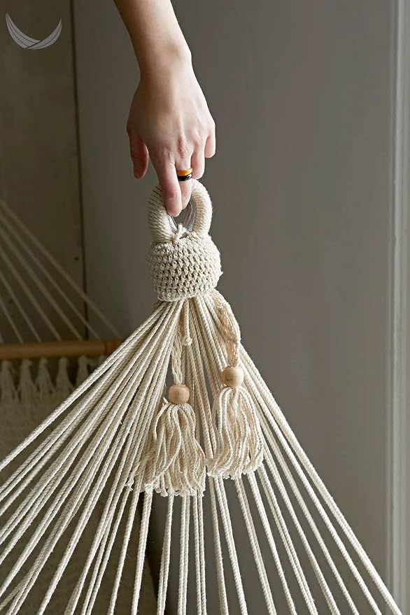 Handwoven Nicaraguan Cotton Hammock with Wooden Bars