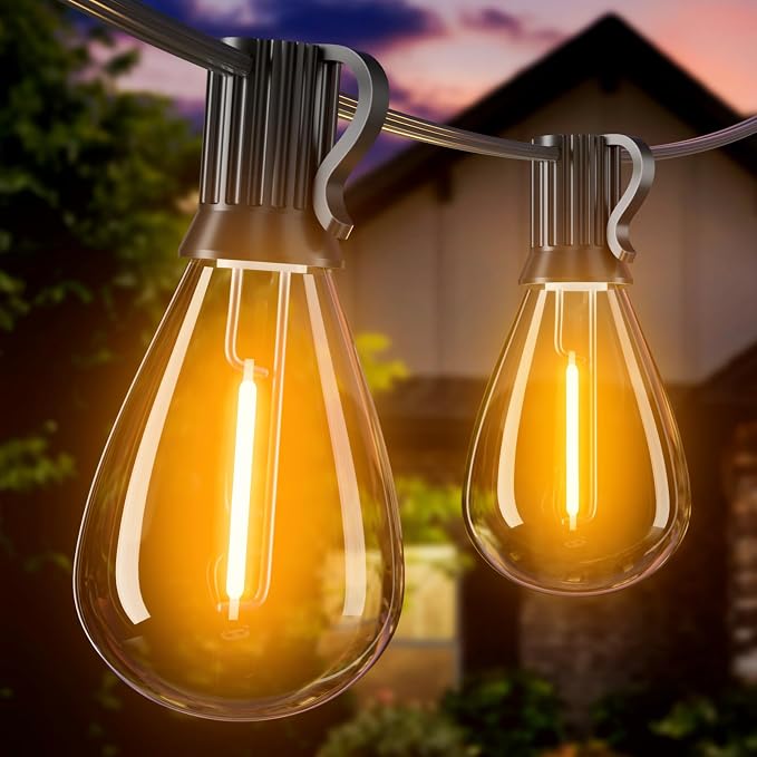 100FT Outdoor String Lights with Remote, Waterproof Patio Lights with 35+1 Shatterproof LED Bulbs,Dimmable Hanging Decor for Backyard Garden Porch Bistro, Timer & 3 Modes,2200K Warm White