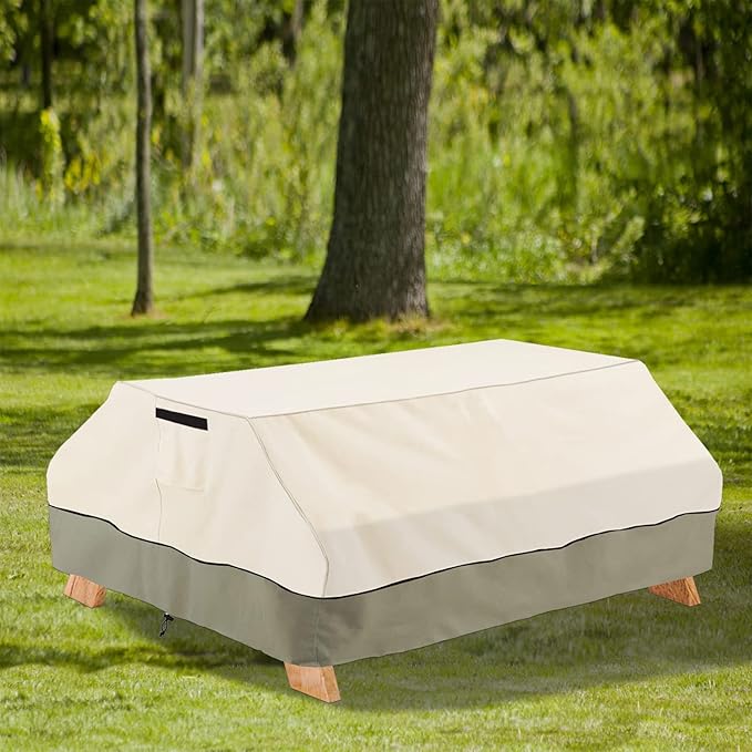 Bitubi 96 Inch Heavy Duty Waterproof Picnic Table Cover - 600D Tough Canvas Wind Dust Proof Anti-UV Outdoor Patio Table Bench Covers Winter