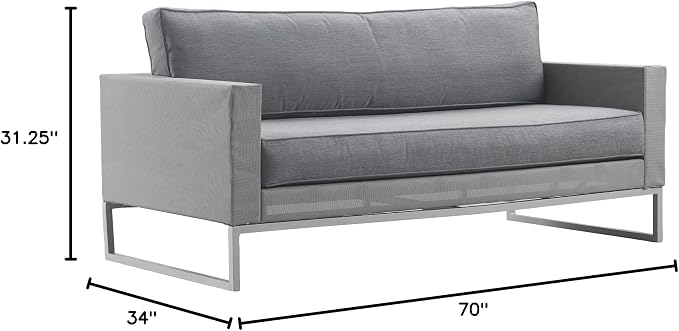 Elle Decor Tropez Mesh Outdoor Patio Furniture Collection with Metal Frame Love Seat, Gray