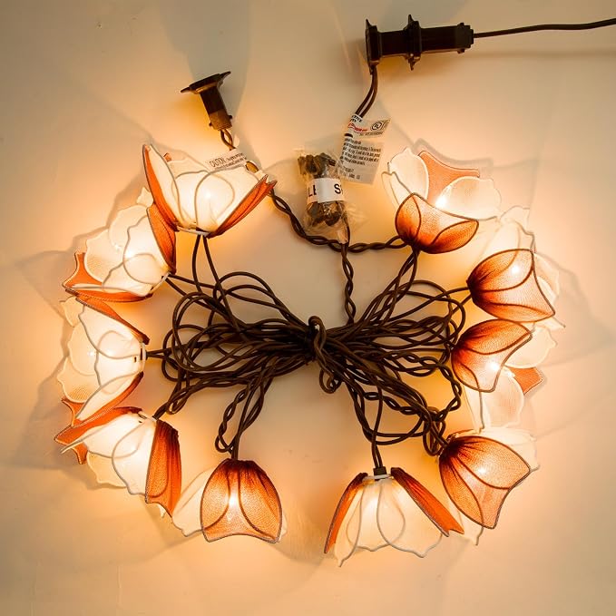 Decorative String Lights Plug in with 10 Bulbs, Flower Garland Fairy Lights Connectable Weatherproof Outdoor Indoor for Wedding Pergola Bedroom Porch Floral Home Decor (Purple White)