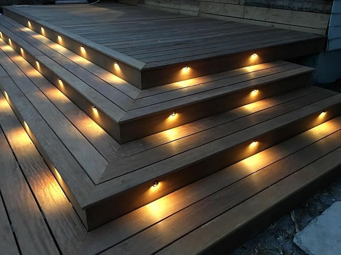 Pack of 20 Warm White Low Voltage LED Deck Lights kit Φ1.38 Outdoor Garden Yard Decoration Lamp Recessed Landscape Pathway Step Stair Warm White LED Lighting, Black